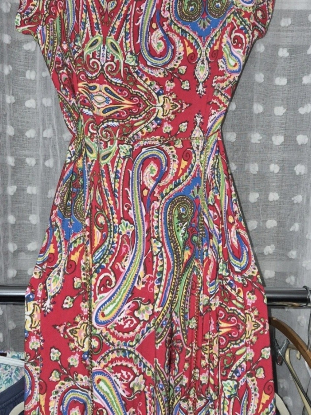 Ralph Lauren Red Paisley Midi Dress